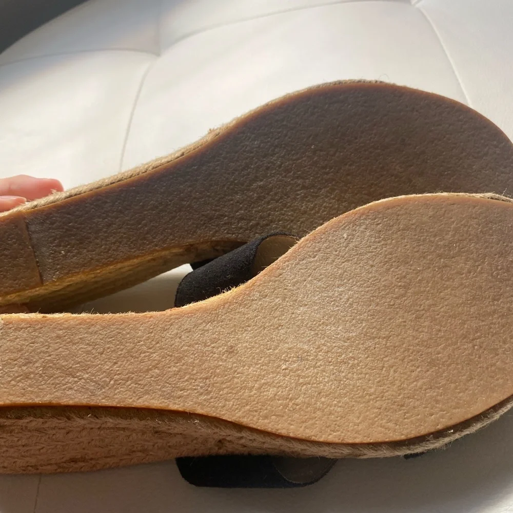 Vintage Black Espadrille Wedge Sandals